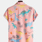 Mens Funny Style Dinosaur Cartoon Printed Short Sleeve Shirts