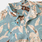 Mens Leaf Print Casual & Breathable Chest Pocket Short Sleeve Shirts