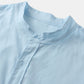 Mens Breathable Flax Stand Collar Solid Color Short Sleeve Shirt SKUF04403