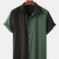 Men Asymmetric Color Matching Casual Short Sleeve Shirt