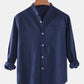 Mens Cotton & Linen Solid Color Thin Casual Long Sleeve Shirts With Pocket SKUF80414