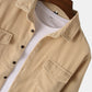 Mens Solid Corduroy Relaxed Fit Casual Long Sleeve Shirts With Flap Pockets SKUF75051