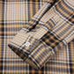 Mens Tartan Plaid Button Up Casual Long Sleeve Drawstring Hooded Shirts