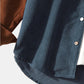 Mens Corduroy Colorblock Stitching Drawstring Hooded Shirt With Pocket