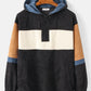 Mens Colorblock Corduroy Drawstring Hem Daily Pullover Hoodie