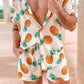 Mens Pineapple Pattern Print Casual Loungewear Comfy Breathable Button Drawstring Outfits Set