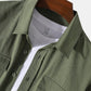 Mens 100% Cotton Double Flap Pocket Solid Casual Long Sleeve Shirts