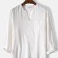 Mens Simple Solid 100% Cotton V-Neck Long Sleeve Shirt