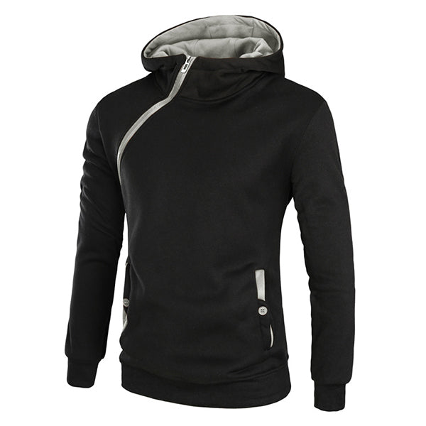 Mens Hoodies Solid Color Side Zipper Thick Casual Sport Hooded Tops SKU715666