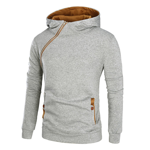 Mens Hoodies Solid Color Side Zipper Thick Casual Sport Hooded Tops SKU715666