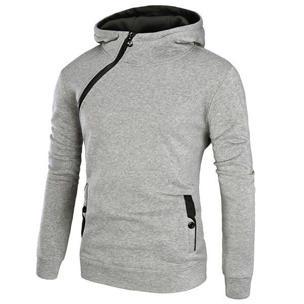 Mens Hoodies Solid Color Side Zipper Thick Casual Sport Hooded Tops SKU715666