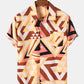 Mens Triangle All Over Print Lapel Street Short Sleeve Shirts