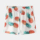 Mens Pineapple Pattern Print Casual Loungewear Comfy Breathable Button Drawstring Outfits Set