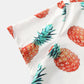 Mens Pineapple Pattern Print Casual Loungewear Comfy Breathable Button Drawstring Outfits Set