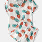 Mens Pineapple Pattern Print Casual Loungewear Comfy Breathable Button Drawstring Outfits Set
