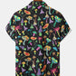 Mens Colorful Mushroom Print Button Up Street Short Sleeve Shirts