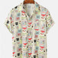 Mens Colorful Element Mushroom Pattern Print Loose Light Short Sleeve Shirts