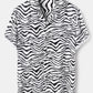 Mens Zebra Pattern Revere Collar Shirt & Drawstring Shorts Two Piece Outfits