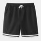Mens Contrast Stripe Trim Plain Sports Two Pieces Outfits With Drawstring Shorts SKUH31214