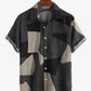 Mens Casual Breathable Striped Color Block Short Sleeve Shirts