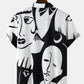 Mens Abstract Face All Over Print Street Short Sleeve Shirts