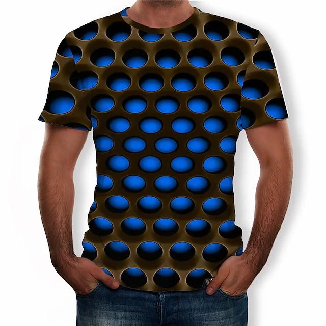 New Men's T shirt 3D Print Graphic Optical Illusion Plus Size Short Sleeve Casual Tops