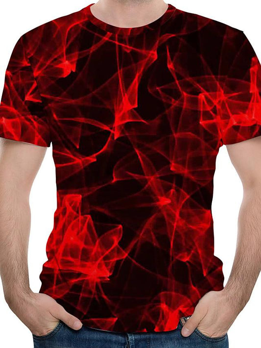 Men's Abstract Graphic T-shirt Round Neck Red