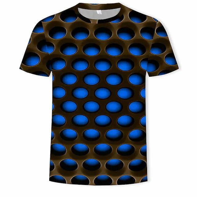 New Men's T shirt 3D Print Graphic Optical Illusion Plus Size Short Sleeve Casual Tops