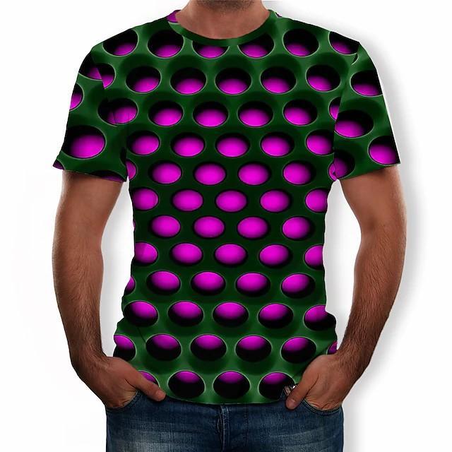 New Men's T shirt 3D Print Graphic Optical Illusion Plus Size Short Sleeve Casual Tops