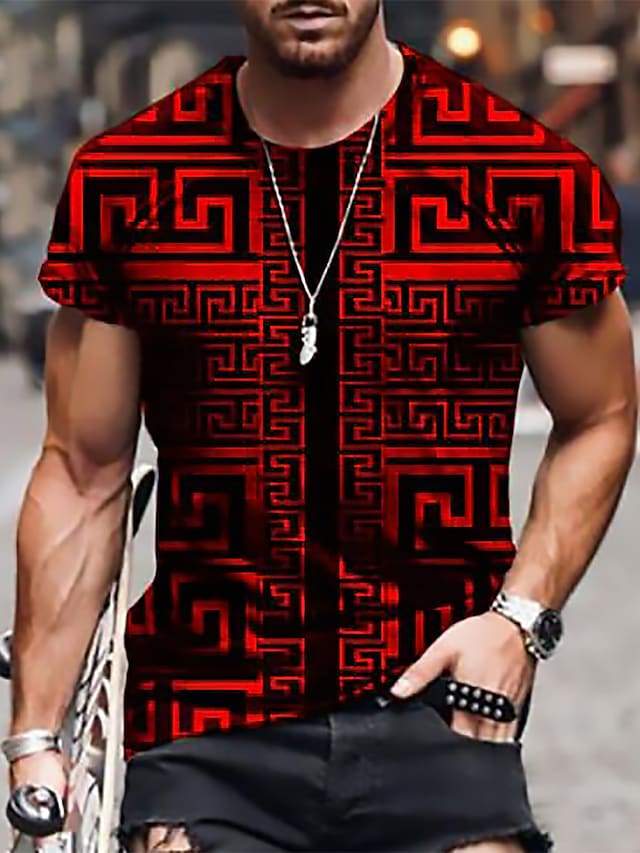 Men 3D Tees Graphic Print Short Sleeve Tops Casual Designer Summer