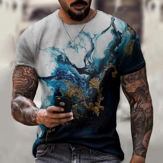 Men's 3D Print Graphic Geometric Crack Plus Size Short Sleeve Casual T-Shirts