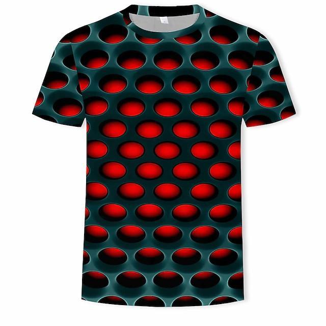 New Men's T shirt 3D Print Graphic Optical Illusion Plus Size Short Sleeve Casual Tops